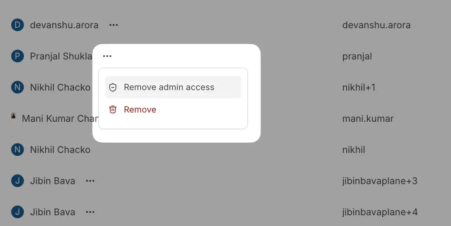 User actions